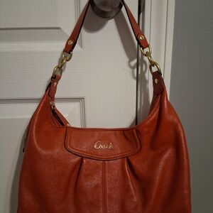 Authentic Coach Women's Orange Ashley Leather Carryall Satchel